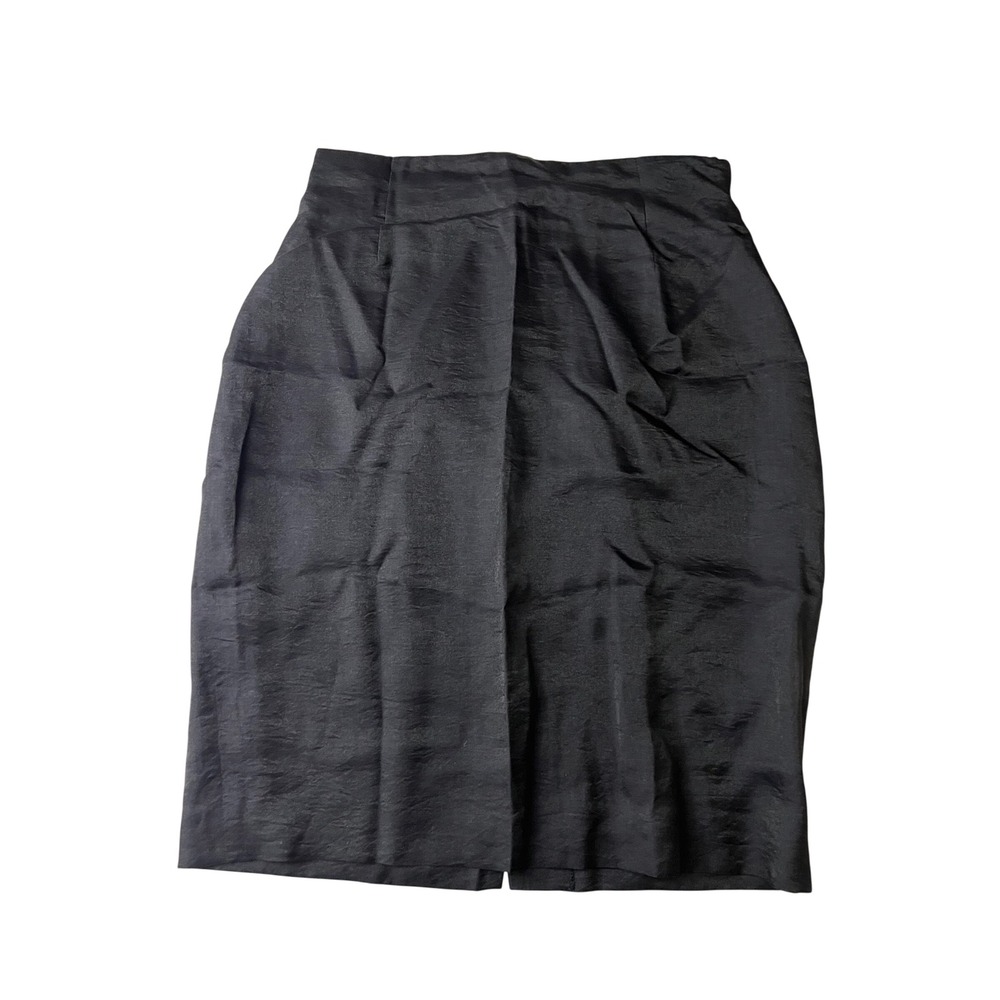 Henri Bendel Pencil Skirt Women 10 Black Silk Blend‎ Made in Italy Vintage